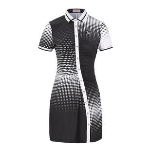 SVG 高尔夫服装女春夏款黑白波点印花连衣裙短袖女装运动套装裙