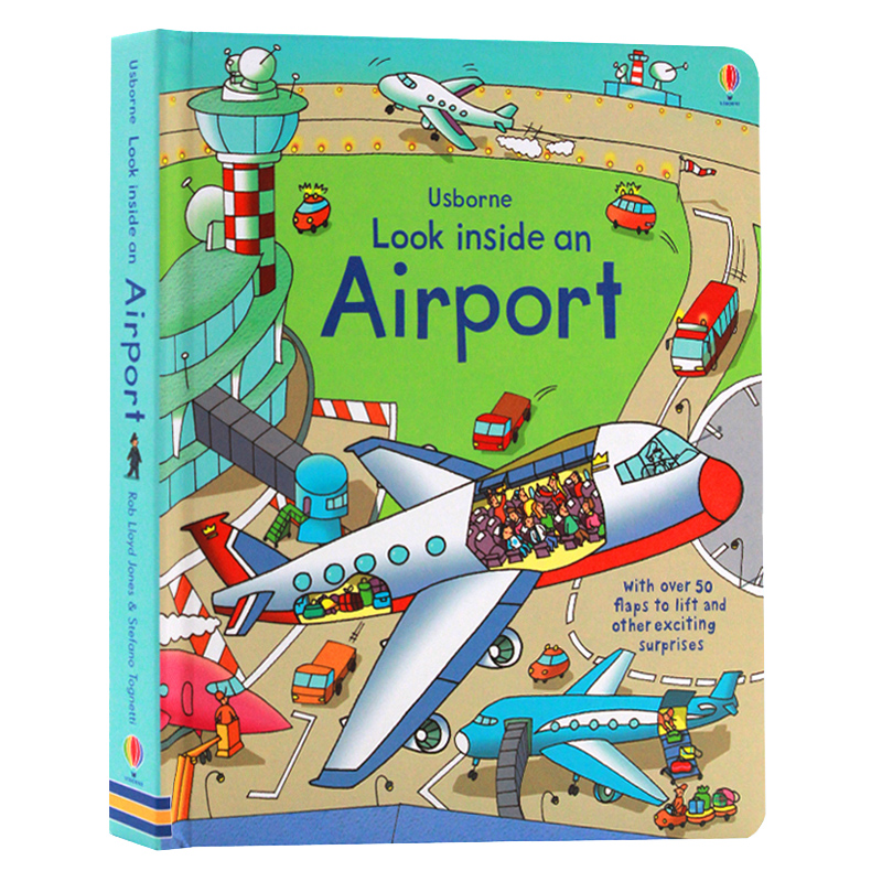 Usborne出品 偷偷看里面系列 飞机场 进口英文原版绘本 Look Inside An Airport 机场百科纸板翻翻书 儿童英语启蒙早教认识