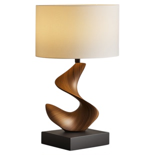 侘寂中古实木台灯客厅书房艺术灯饰民宿酒店茶室装饰卧室床头桌灯