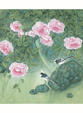 国画花鸟工笔画白描底稿熟宣纸纯手绘线描稿可直接上色客厅装饰画