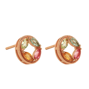 天然碧玺纯银铜钱币小耳钉女玄学旺财聚财夏天多巴胺彩色耳饰耳环