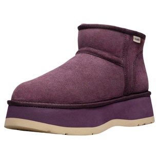 AU&MU澳洲雪地靴 2025秋冬新品羊皮毛一体厚底增高保暖绒面短靴女