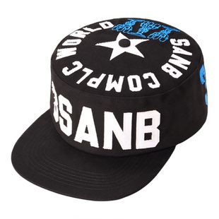 SANB COMPLIC WORLD药盒帽美式平檐帽男街头撞色拼接贴布刺绣潮流