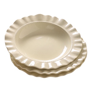 奶油fufu好看的盘子家用少女一人食耐高温草帽盘沙拉面条加深盘子