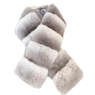 秋冬大气感真毛皮草围巾 整皮獭兔毛气质保暖青紫蓝仿龙猫女围脖