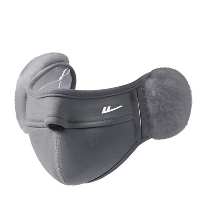 回力毛绒口罩秋冬女防寒保暖防风面罩加绒护耳男骑行透气舒适耳罩