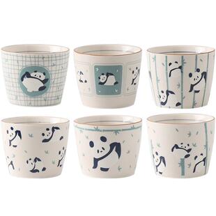 川岛屋熊猫陶瓷茶杯主人杯喝茶小杯子家用水杯功夫茶具套装品茗杯