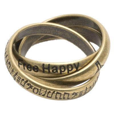 欧美复古风组合字母钛钢戒指情侣