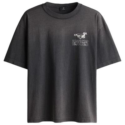 HM男装女装T恤2025冬季新款打底衫重磅潮流宽松版印花短袖1262292