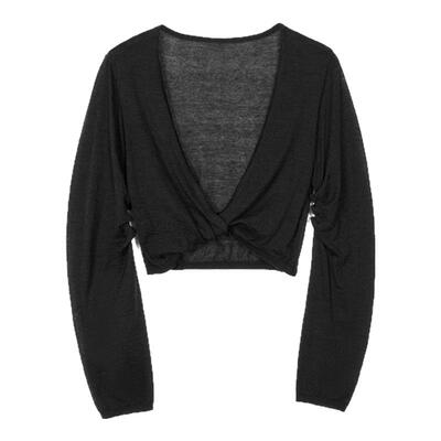 HER SENSES/何识时装系列宽松纽结褶袖针织短上衣WTP28