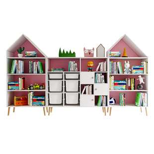 可比熊实木儿童书架绘本架置物架书柜收纳落地家用幼儿园客厅玩具