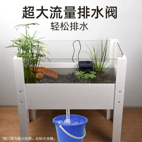 乌龟饲养箱鱼龟共养带晒台大型生态造景深水箱养龟水陆缸带底排水