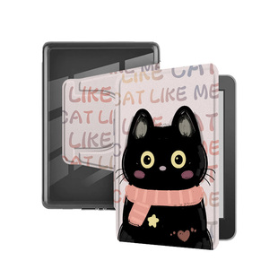 适用Kindle涂鸦黑猫磁吸分离Paperwhite电纸书kpw1可爱2蝴蝶结3透明壳4/5第11/12代658青春版958电子书保护套