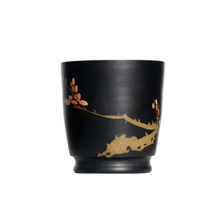 建水紫陶彩填主人杯阴刻阳填个人专用茶杯