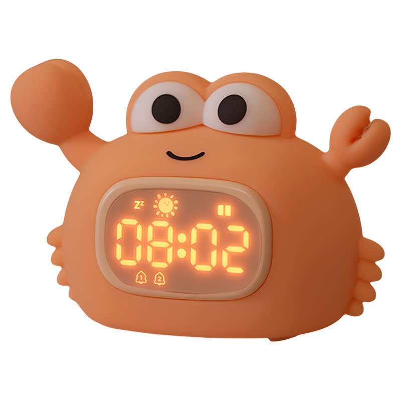 螃蟹造型智能闹钟小夜灯充电款
