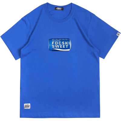 宝矿粒蓝白色oversize短袖T恤