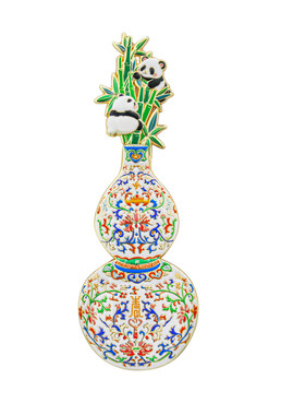 清乾隆粉彩花卉葫芦瓶金属冰箱贴磁贴中国风博物馆文创 纪念品