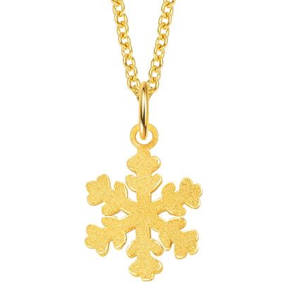 明牌珠宝黄金吊坠足金雪花饰品