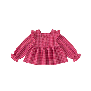 INSbobo女童衬衫春季儿童格子衬衣2026春秋新款宝宝洋气上衣童装