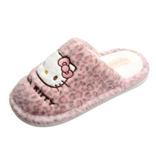 方鱼鹿 卡通豹纹kitty棉拖鞋女2025冬季室内居家防滑保暖毛毛拖鞋