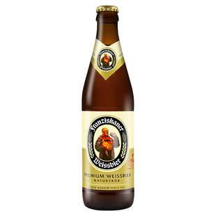 Franziskaner范佳乐教士白啤酒450ml玻璃瓶德式小麦啤酒精酿黑啤