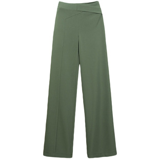 绿色阔腿裤女拖地裤薄款雪纺秋季显瘦高腰垂感宽松休闲西装裤子