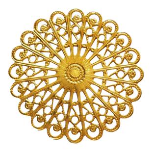 黄铜花片 38mm圆形金属装饰片 手工diy饰品秀和发饰簪子头面配件