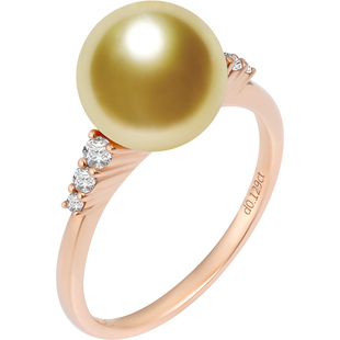 GiO珠宝 南洋金珠戒指女18K金海水珍珠钻石戒指指环显白高级感