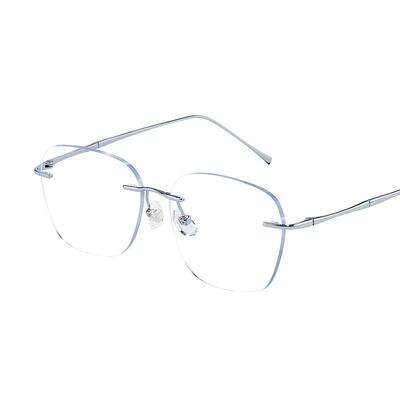 目匠男纯钛无框多边形近视眼镜框