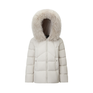 千仞岗2025秋冬新款短款羽绒服狐狸毛领连帽保暖通勤奢华气质外套