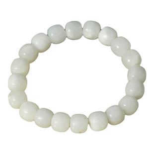 和田玉手串男女天然羊脂白玉老型珠情人节送女友新年礼物黄玉手链