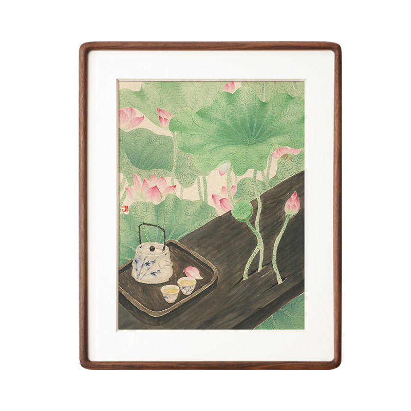 小清新荷花客厅书房茶室装饰画