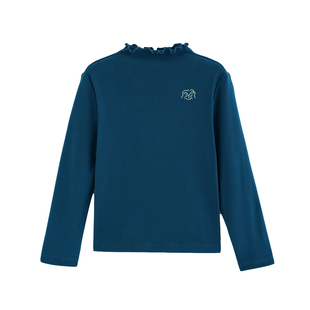 砚台家女童木耳边半高领德绒打底衫秋冬新款儿童T恤女宝长袖上衣