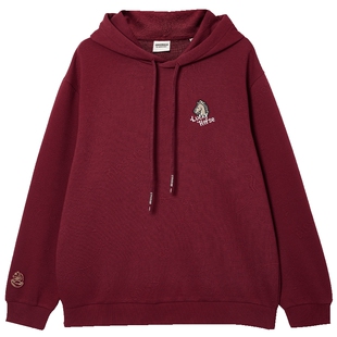 【连帽卫衣】杰克琼斯男装刺绣连帽卫衣红色肌理纯棉本命年礼物