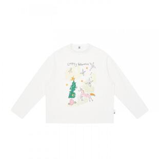 陈奕恒EMPTY REFERENCE纯棉竹节棉小马与圣诞树印花长袖T恤打底衫