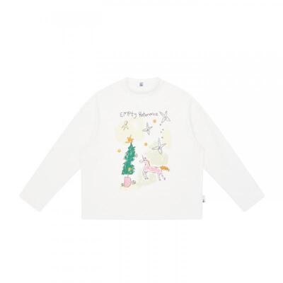 陈奕恒EMPTY REFERENCE纯棉竹节棉小马与圣诞树印花长袖T恤打底衫