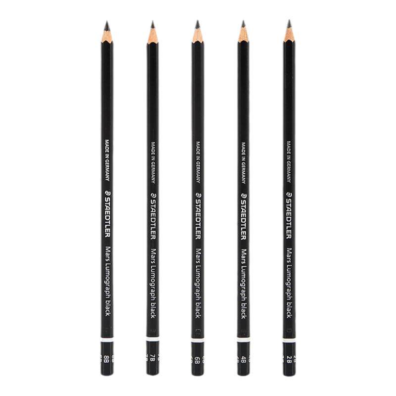 德国官方STAEDTLER/施德楼黑杆素描碳笔炭铅笔浓黑HB/2B/4B/6B/7B/8B素描速写制图绘画初学者美术生画
