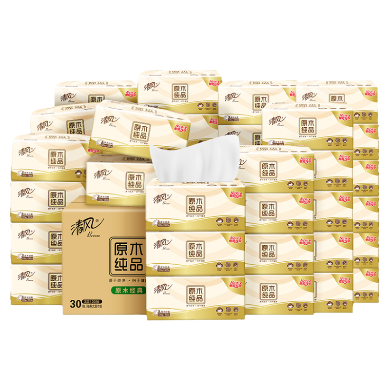 清风400张24包4层抽纸加厚实惠装