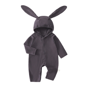 婴儿连体衣a类棉春秋季宝宝衣服连帽款兔耳哈衣爬爬服安阳婴童装