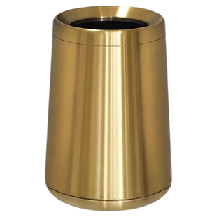 帝梵金色不锈钢垃圾桶商用家用轻奢客厅办公室酒店客房带盖摇盖