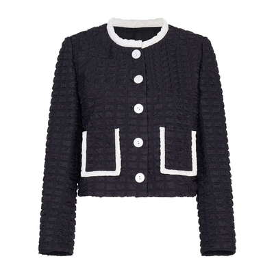 婉甸2026春季新品黑色短款长袖外套H型小香风外套1251O12MS2YX