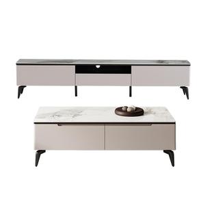 掌上明珠亮光岩板茶几电视柜组合现代简约客厅成套家具MZ