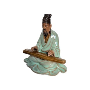 中国风古代人物孔子题诗读书樵夫陶瓷摆件园艺假山盆景装饰品家居