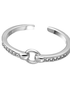 925银几何吊环戒指气质百搭免摘