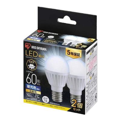 【日本直邮】IRISOHYAMA LED灯泡x2 17mm/60w 自然光 LDA7DGE176T