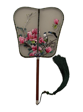 苏州精品团扇玉兰花鸟非遗手工刺绣扇子汉服拍照舞蹈扇苏绣送朋友