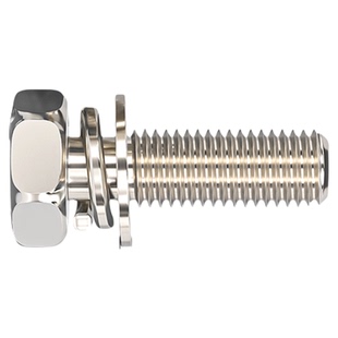 铁镀镍十字槽外六角三组合螺丝钉带平垫弹垫凹穴组合螺栓M4M5M6M8