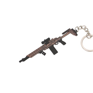 暗区突围金属小枪合金迷你MK14射手步枪模型手办书包钥匙扣挂件