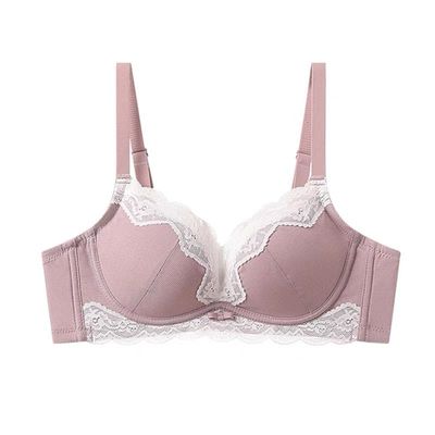 法式内衣女小胸聚拢显大上托无钢圈收副乳防下垂蕾丝边文胸罩套装