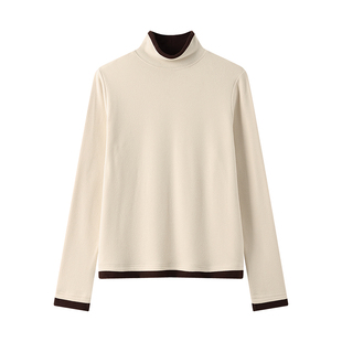 半高领磨毛德绒打底衫女内搭胖mm大码女装休闲上衣设计感小众女冬